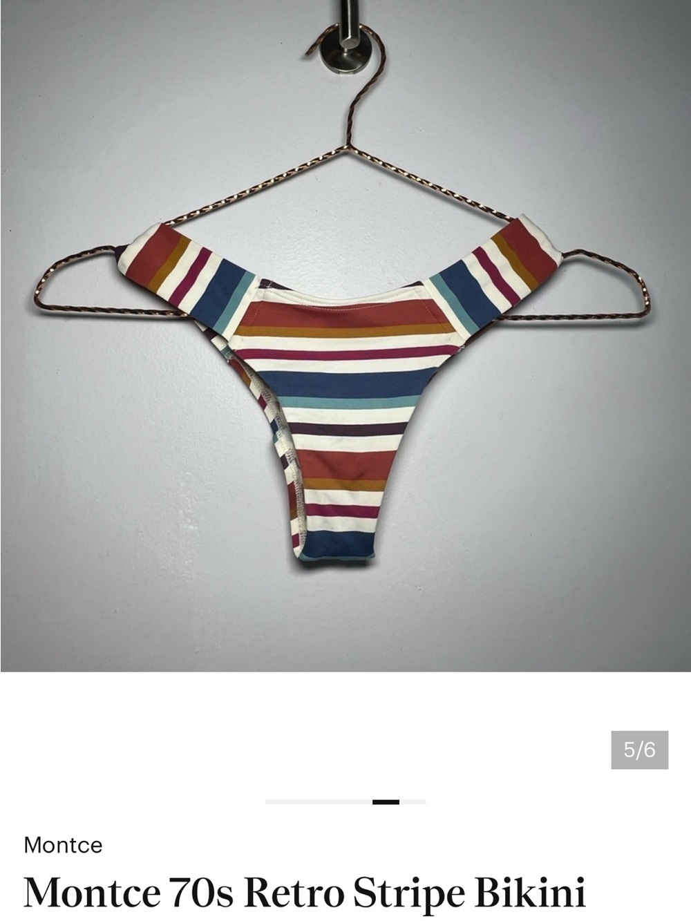 Montce 70s Stripe Cheeky Bikini Bottom - Rust, Teal, Navy, Cream, Mustard